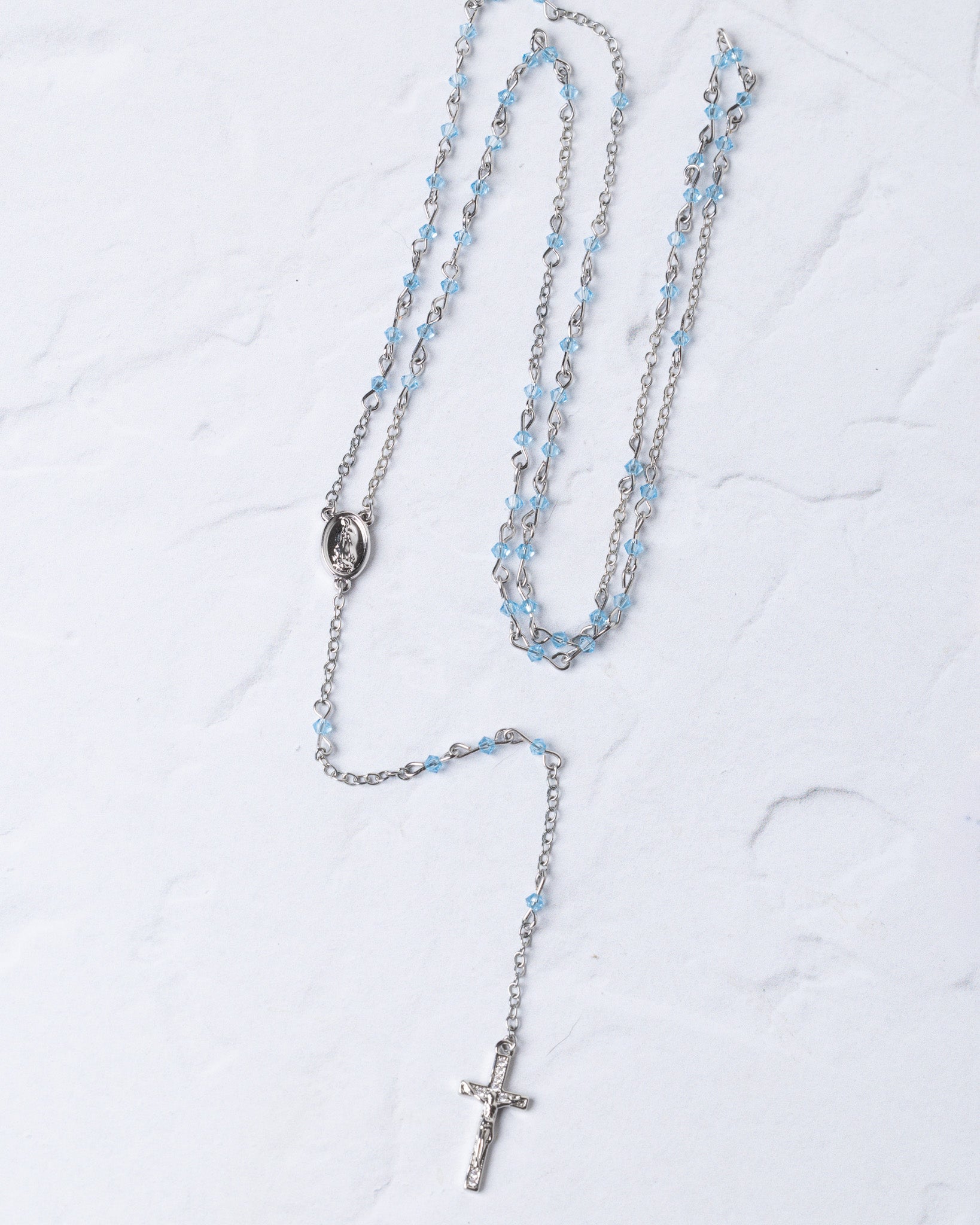 Aquamarine Forever Rosary Necklace