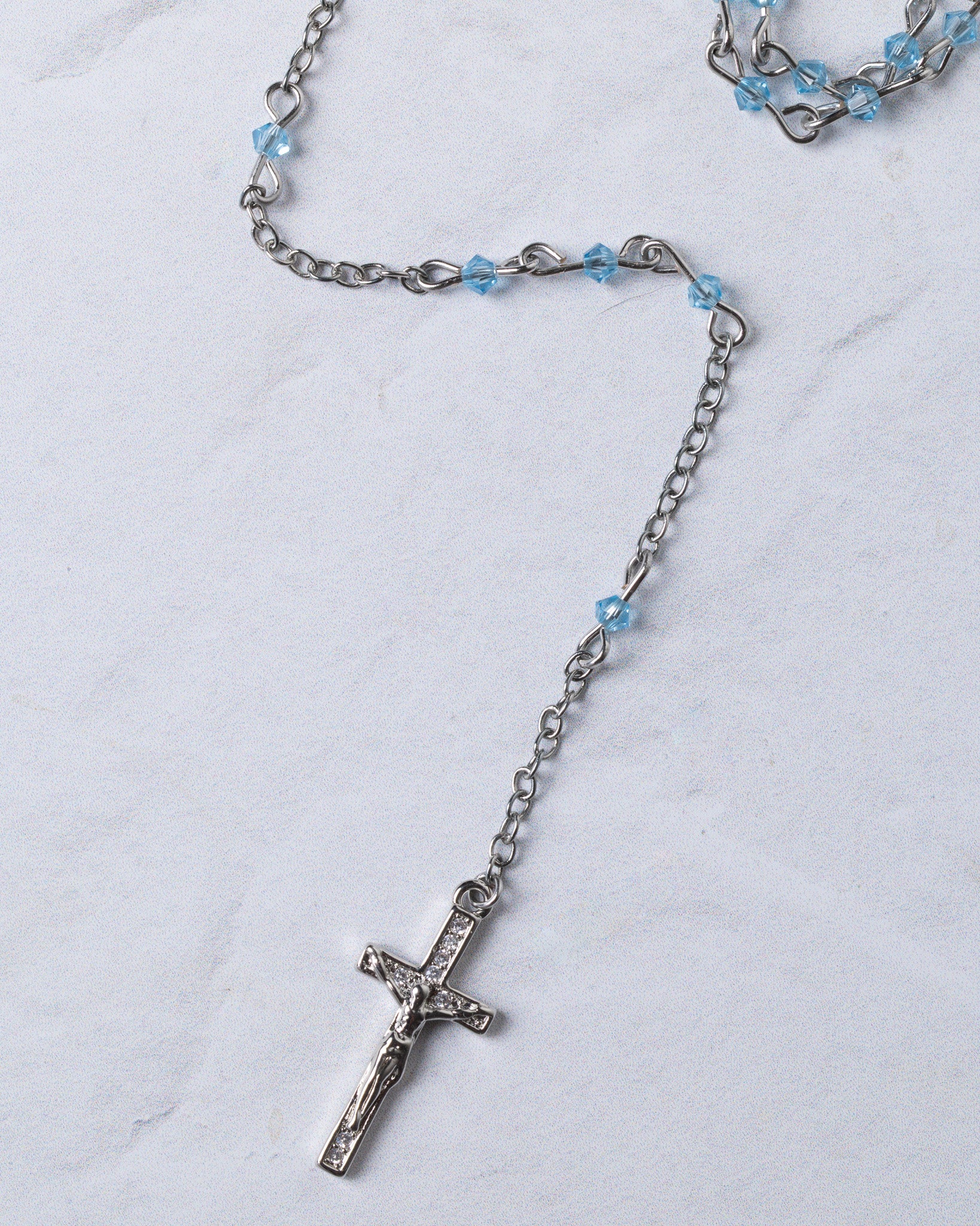 Aquamarine Forever Rosary Necklace