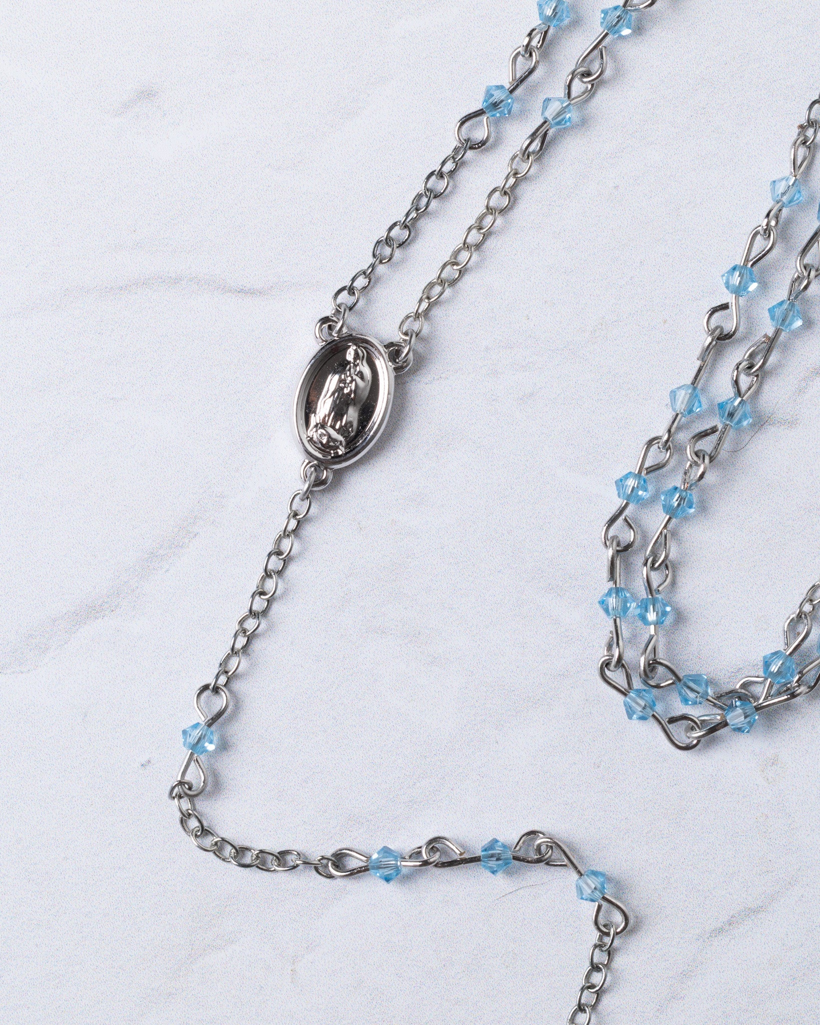 Aquamarine Forever Rosary Necklace