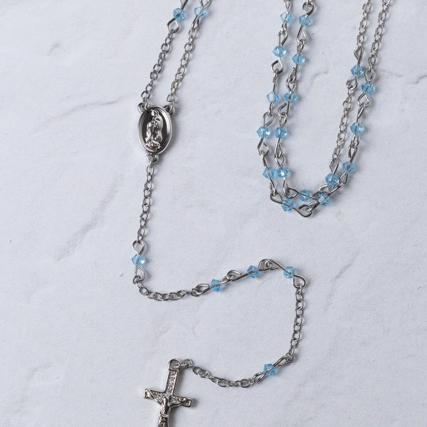 Aquamarine Forever Rosary Necklace
