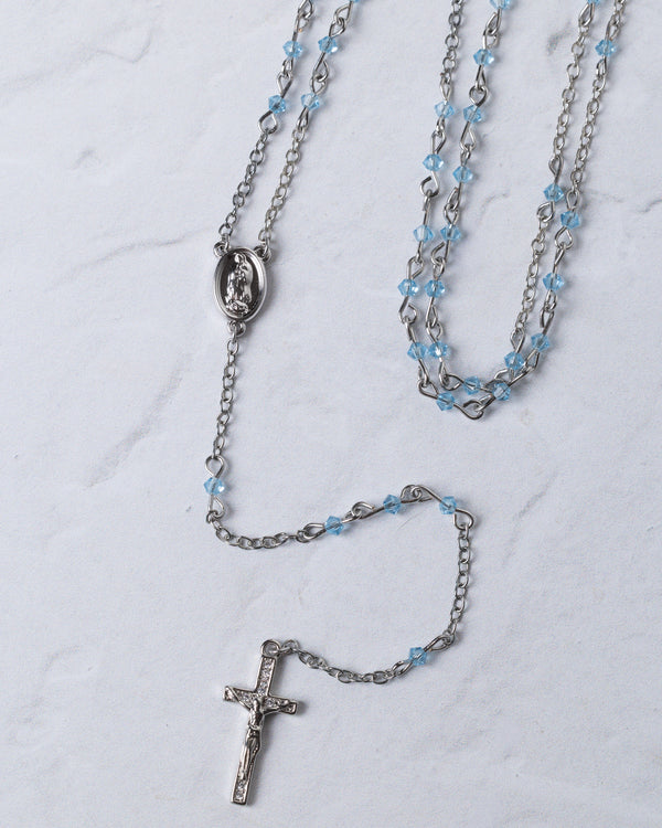 Aquamarine Forever Rosary Necklace