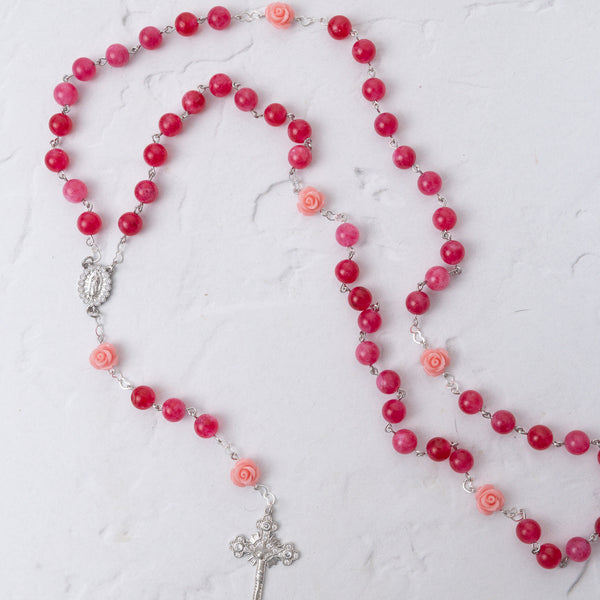 The Little Flower Rosary in Silver