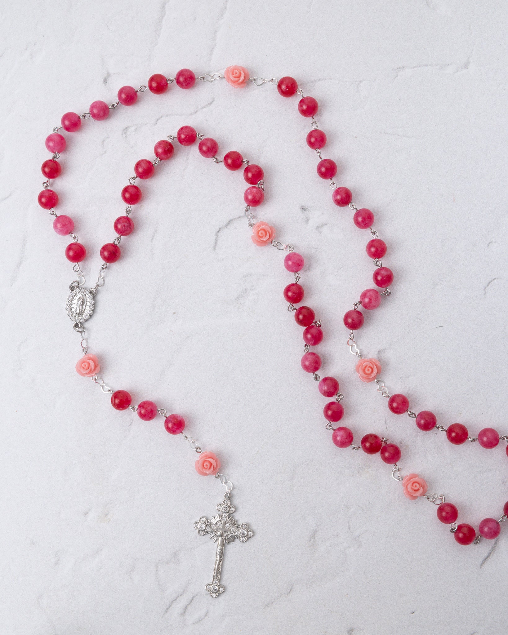 The Little Flower Rosary in Silver