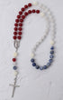 America the beautiful rosary in red white and blue beads with silver medallion and cross for prayer use