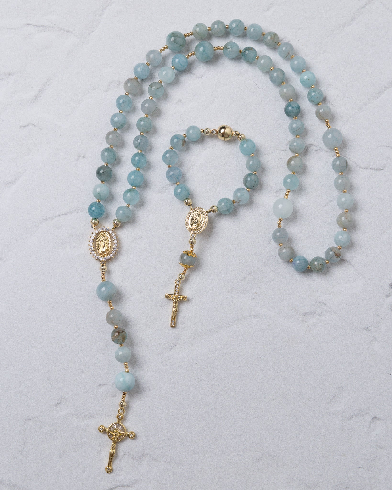 Spring Aquamarine Car Steering Wheel Rosary
