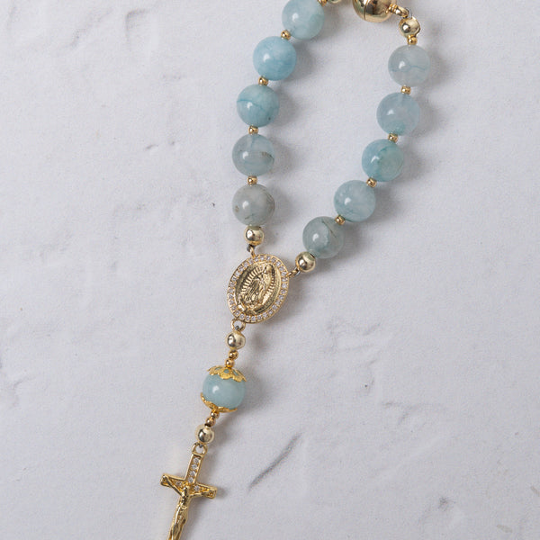 Spring Aquamarine Car Steering Wheel Rosary