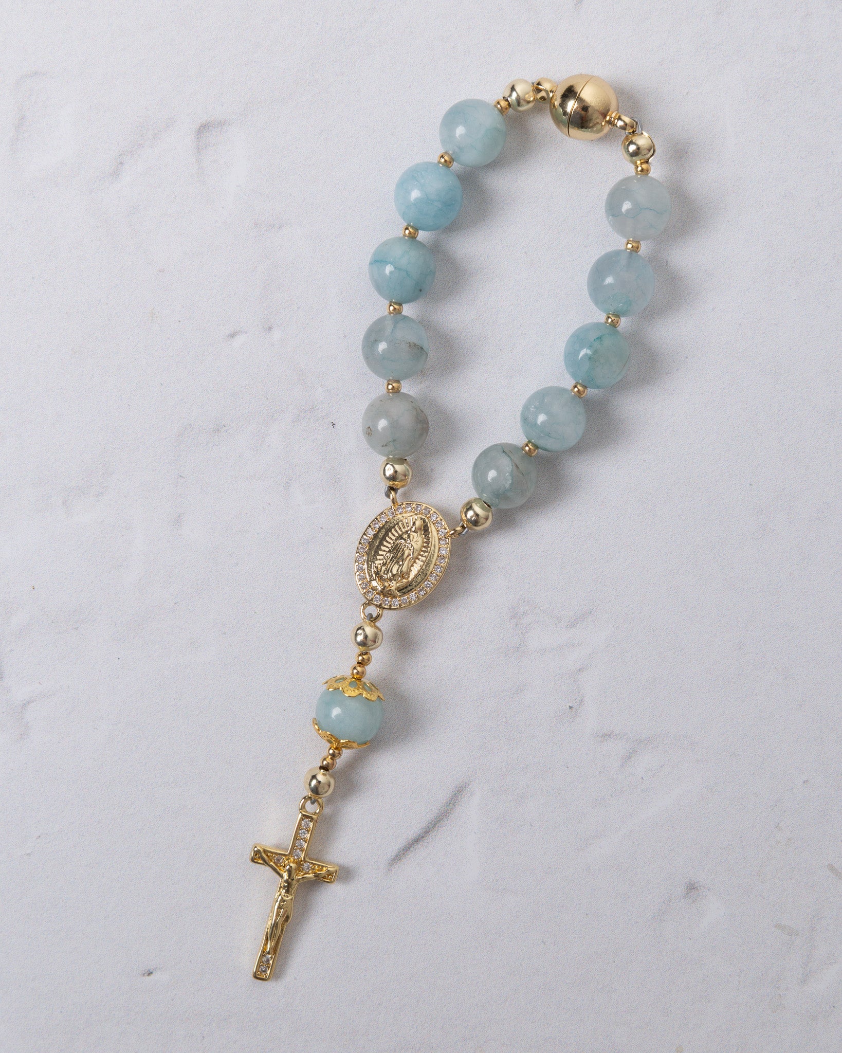 Spring Aquamarine Car Steering Wheel Rosary