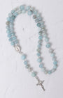 Be Still Blue Rosary in White Gold