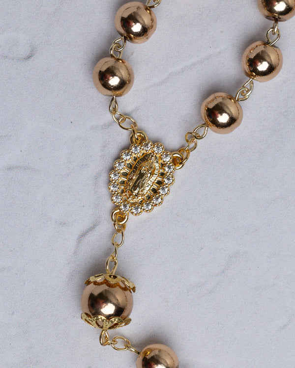 14K Gold Hematite Catholic Rosary