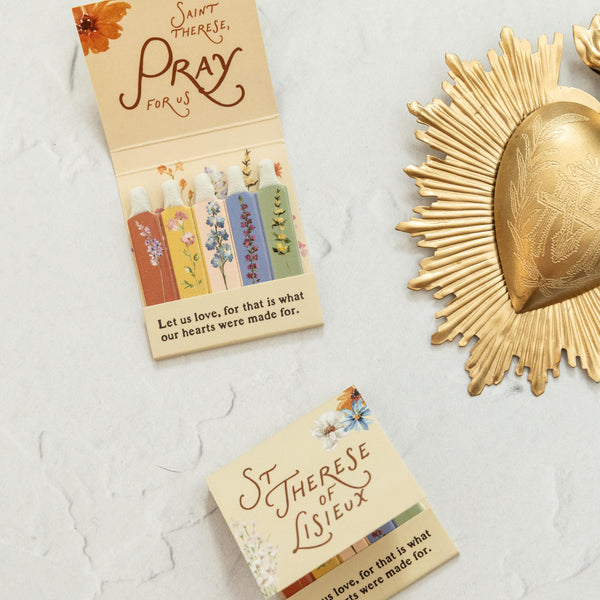 St. Therese of Lisieux wildflower matchbook with prayer text
