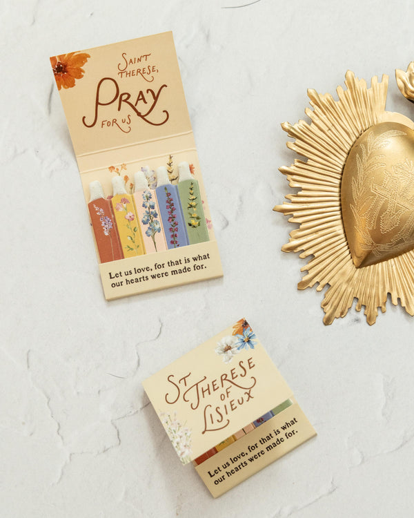 St. Therese of Lisieux wildflower matchbook with prayer text