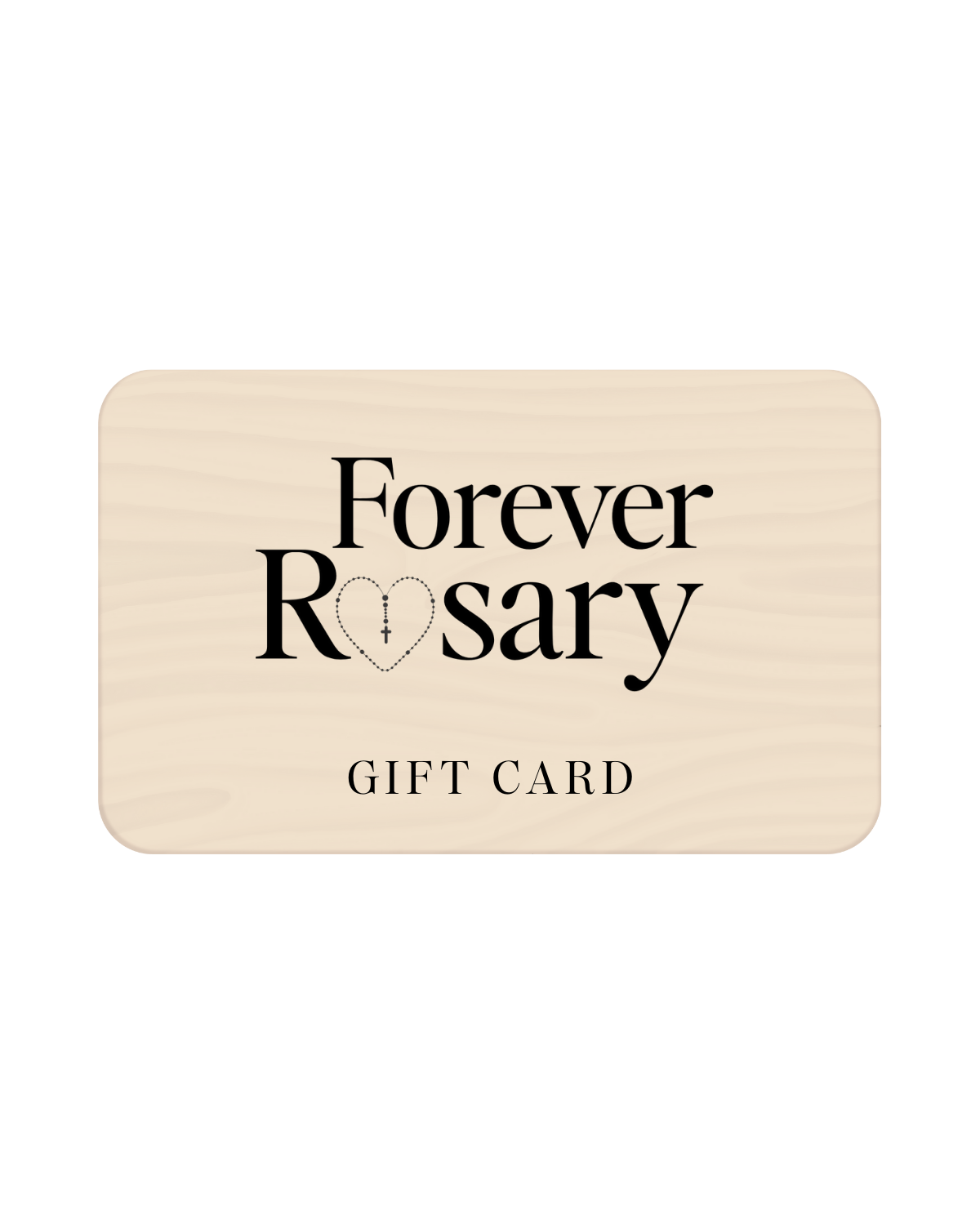 Forever Rosary Gift Card: beige card with heart rosary icon