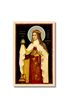 Framed St. Therese of Lisieux print with saint in red cream robe holding candle
