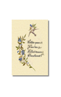 St Therese handmade holy card with hummingbird and blue flowers