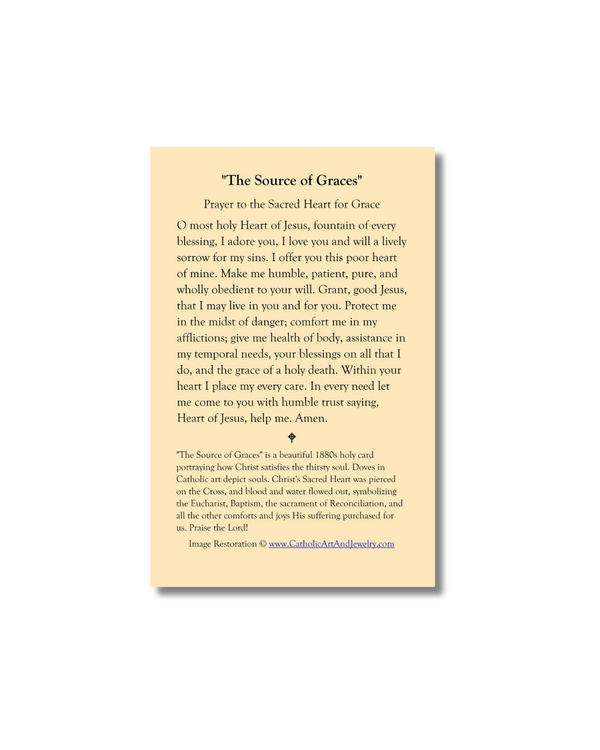 Source of Graces Holy Card: beige Sacred Heart of Jesus prayer