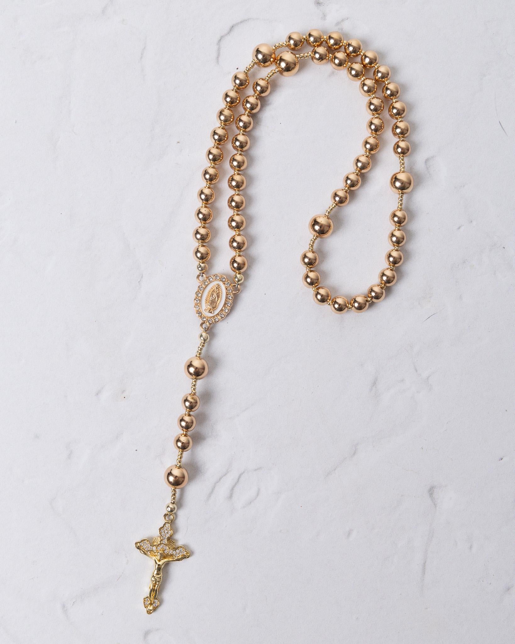 14K Gold Hematite Catholic Rosary
